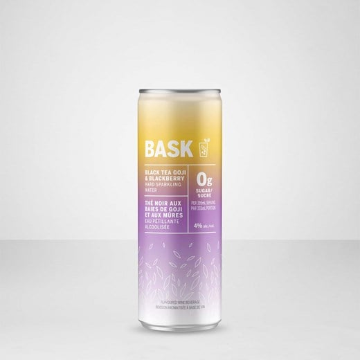 an image of BASK Refreshment Black Tea, Goji, & Blackberry Hard Sparkling Water